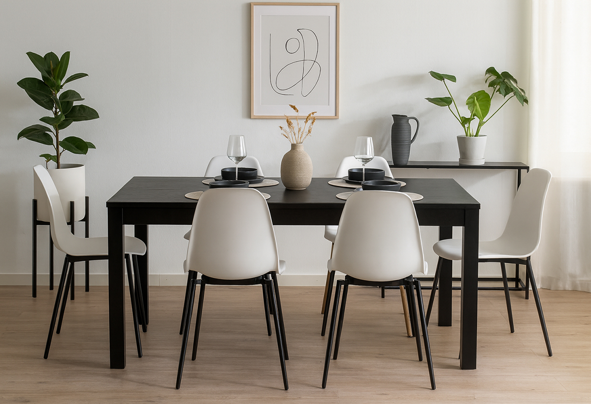 Παρουσιάζεται η καρέκλα σε μια τραπεζαρία.